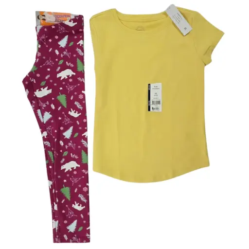 Camisa de algodón y legging con estampado navideño, talla 5t 