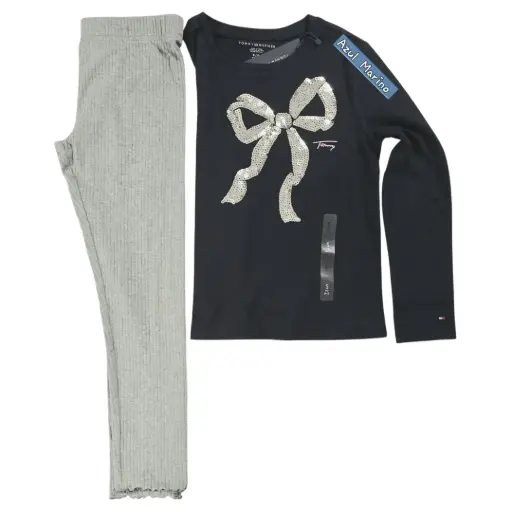 Manga larga de algodón con lentejuelas y legging, talla 7 