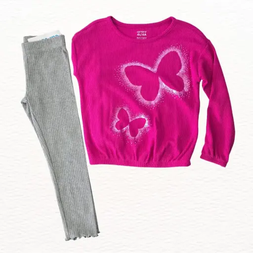 Blusa manga larga y legging, talla 4t 