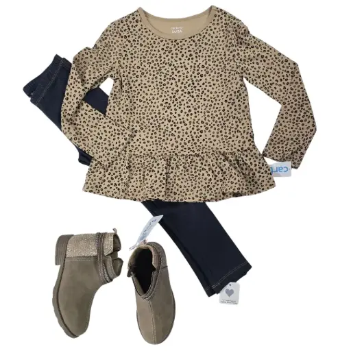 Blusa manga larga animal print y legging, talla 4t 