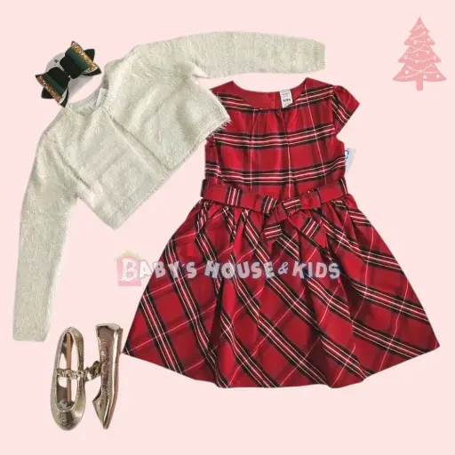 Vestido cuadriculado de satín, con forro interior, talla 4t 