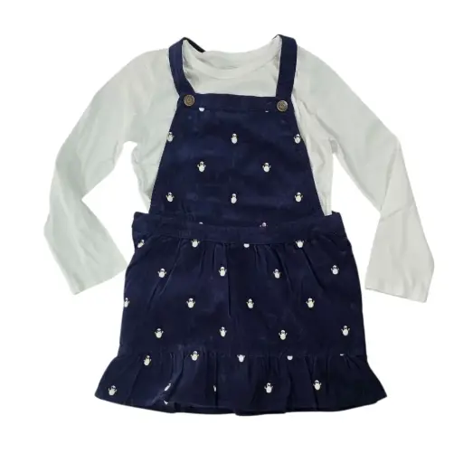 Overol azul marino con figuras y manga larga de algodón, talla 3t 