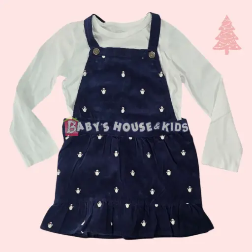 Overol azul marino con figuras y manga larga de algodón, talla 3t 