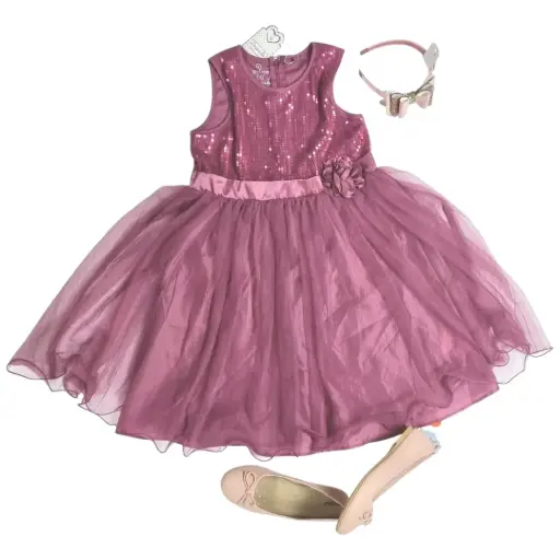 Vestido con lentejuelas en la parte superior y tul en la parte inferior, talla 3t 