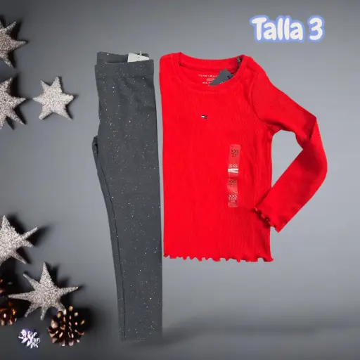 Outfit con leggings gris talla 3t