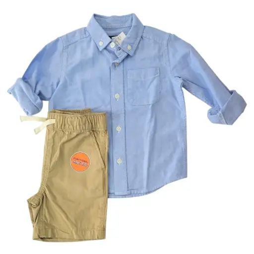 Camisa manga larga de botones y Short, talla 2t  