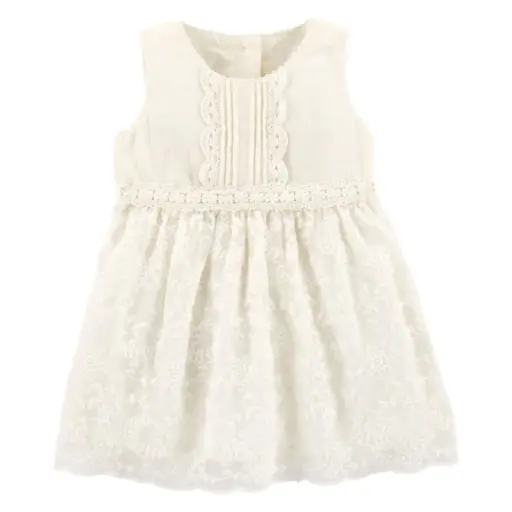 Vestido color ivory, talla 3 meses