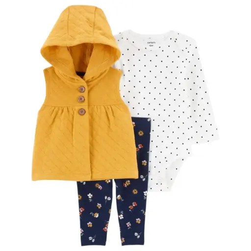 Set con centro, talla recién nacida 0-3 meses. 