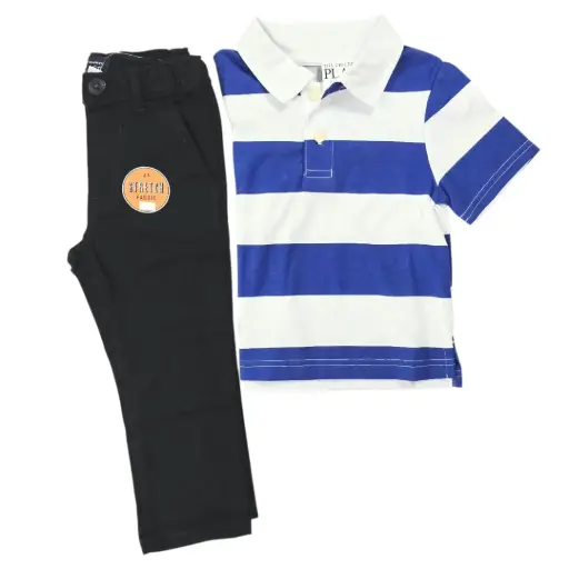 Camisa tipo polo y pantalón negro, talla 2t 